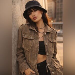 Free People Distressed Utility Jacket | Size M